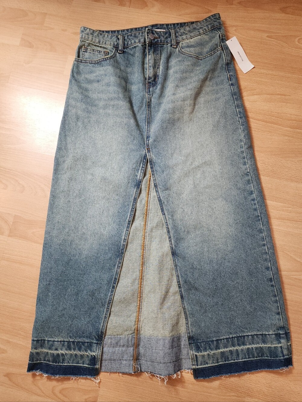 NWT BDG Denim Maxi Skirt Front Slit Women's Size Large Urban Outfitters